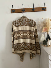 printed slouchy aztec neutral cardigan sweater