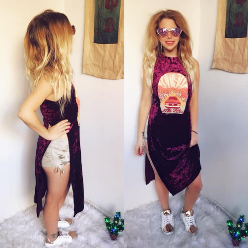 Crushed Velvet Burgundy Phish Fall Tour 2016 Dress/Shirt