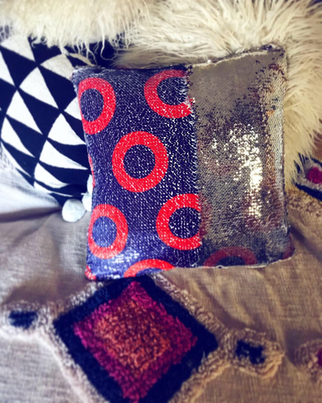 Fishman Donut Reversible Sequins Pillow Case