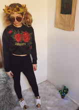 X SOLD X SUGAREE 3D Rose Gold Glitter Letter Crop Sweatshirt SMALL