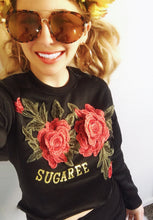 X SOLD X SUGAREE 3D Rose Gold Glitter Letter Crop Sweatshirt SMALL