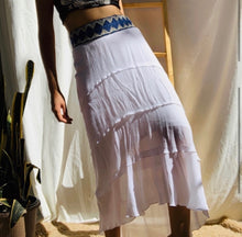 White Embroidered Gypsy Bohemian Midi Maxi Skirt