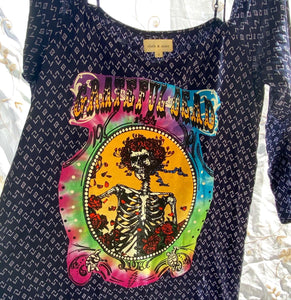 Grateful Dead Bertha Upcycled Cold Shoulder Lightweight Dress