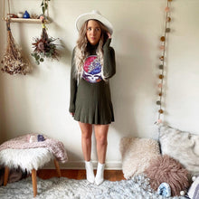 Grateful Dead Mock Neck Olive Mini Dress