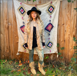 Bluegrass My Grass Is Blue Appliqué Drawstring Jacket