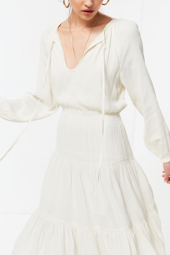 Cream / White Boho Midi Dress