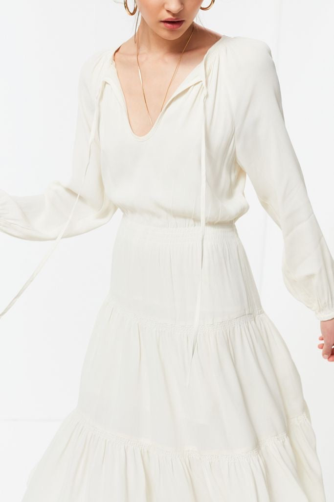 Cream / White Boho Midi Dress