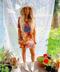 Cats Under The Stars Tying Alchemist Tie Dye Tshirt Dress - Medium