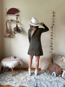 Grateful Dead Mock Neck Olive Mini Dress