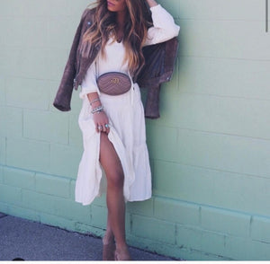 Cream / White Boho Midi Dress