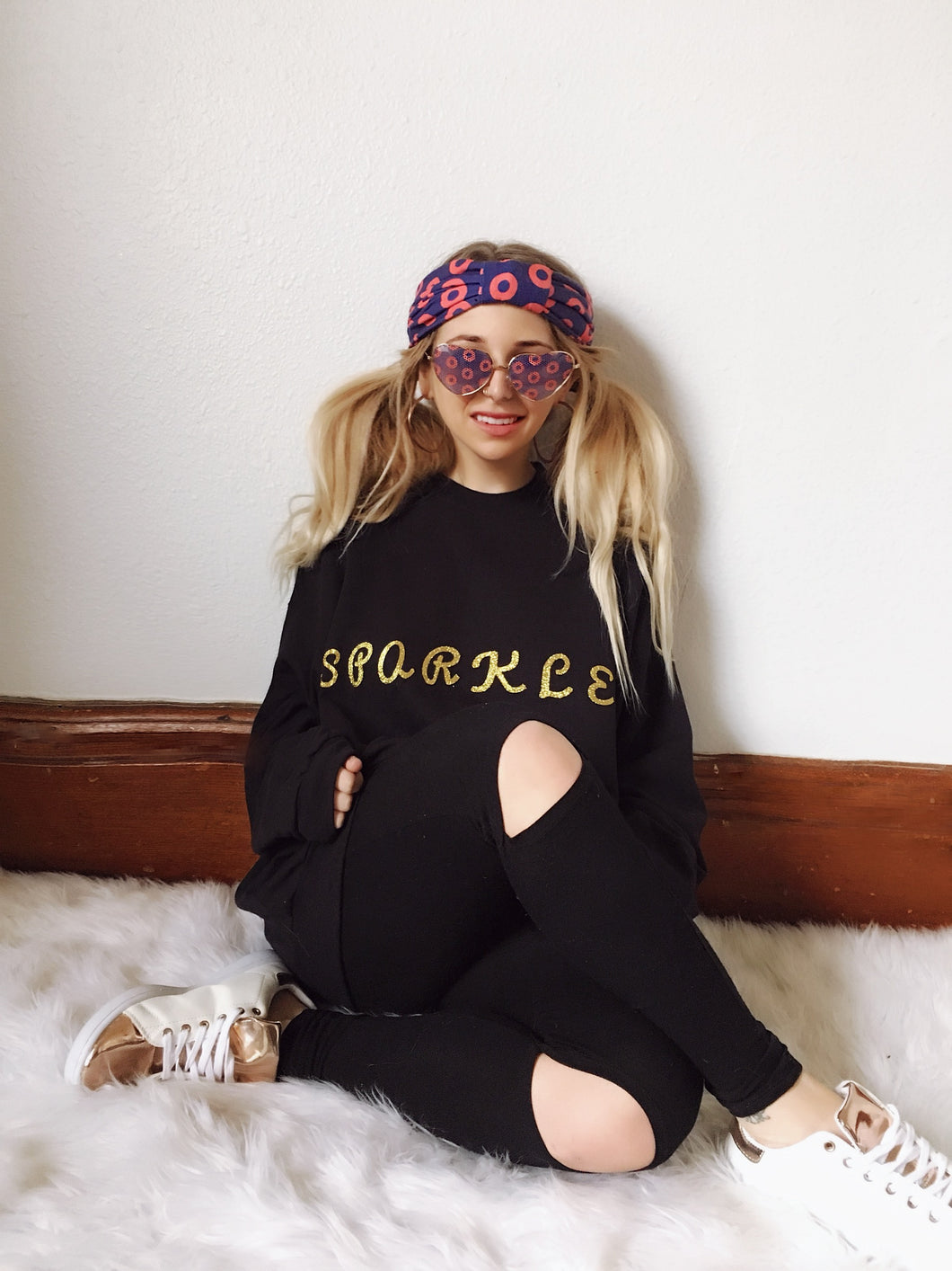 X SOLD X SPARKLE Gold Glitter Sweatshirt